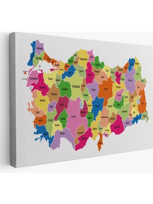 Trezon Türkiye Haritası Kanvas Tablo Eğitici ve Öretici Dekoratif Tablo Tablo 3120