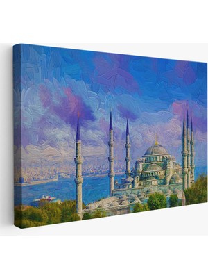Trezon Sultan Ahmet Camii Yağlıboya Görünüm Kanvas Duvar TABLOSU-3691