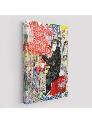 Trezon Hayallerinin Peşinden Git,maymun Graffiti Posteri, Banksy Graffiti Kanvas TABLO-5304