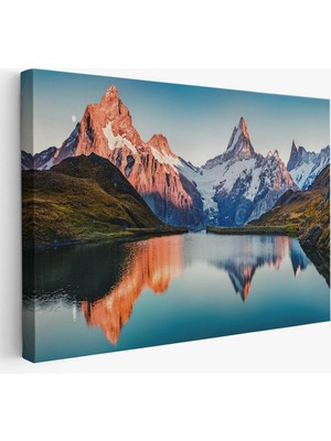 Trezon Bachalpsee Gölü ve Isviçre Alpleri Dekoratif Kanvas Duvar TABLOSU-3624