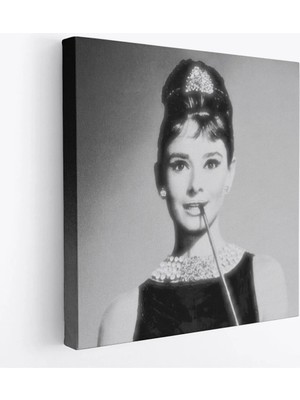 Trezon Audrey Hepburn'ün Siyah Bayaz Kanvas TABLOSU-5071