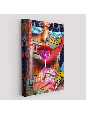 Trezon Pop Art Sokak Sanatı Renkli Kadın Dekoratif Duvar TABLOSU-6107