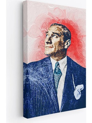 Trezon Mustafa Kemal Atatürk'ün Yağlıboya Görünümlü Portre Çizimi Dekoratif Kanvas Tablo-Dd-81