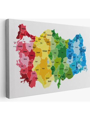 Trezon Türkiye Haritası Kanvas Tablo Eğitici ve Öretici Dekoratif Tablo Tablo 3133