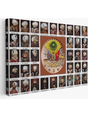 Trezon Osmanlı Padişahlarının Tümü Dekoratif Duvar TABLOSU-6549
