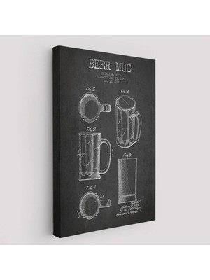 Trezon 1951 Tarihli Bira Bardağı Patent Çizimi Dekoratif Kanvas Duvar TABLOSU-5213
