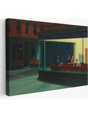 Trezon Edward Hopper'un Gecekuşları Eseri Kanvas TABLO-5158