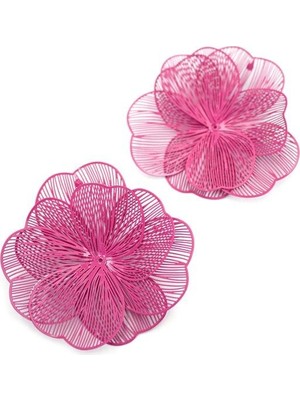 Royaleks Metal Çiçek Küpe - Pembe