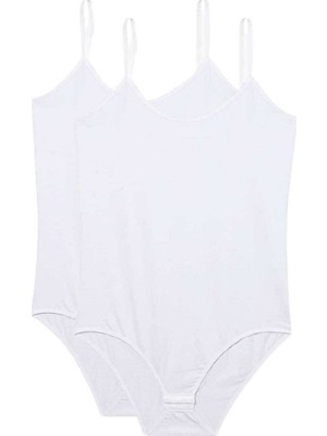 Royaleks 2 Adet Ip Askılı Kadın Çıtçıtlı Body Beyaz