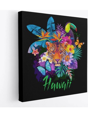 Trezon Hawai Temalı Leopar Dekoratif Kanvas TABLO-5814