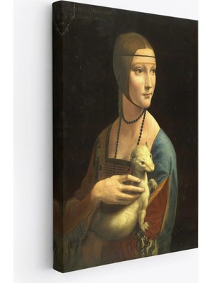 Trezon Ermine Leonardo Da Vinci'nın Kakımlı Kadın Eseri Kanvas Tablo / The Lady With BANGS-5113