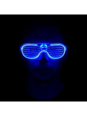 Renas Store Mavi LED Işıklı Parti Gözlüğü - Neon Glow Gözlük 3 Modlu
