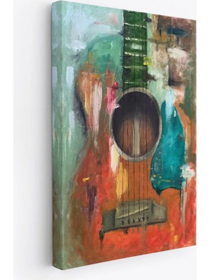 Trezon Gitar Temalı Yağlıboya Görünüm Dekoratif Kanvas Duvar Tablosu, Sanat Evi Kanvas TABLO-4976