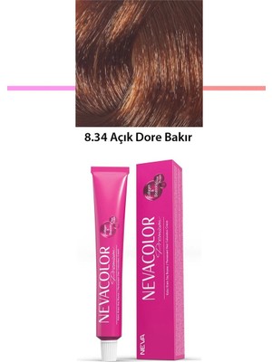 Premium 8.34 Açık Dore Bakır - Kalıcı Krem Saç Boyası 50 G Tüp