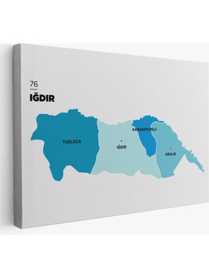 Trezon Iğdır Ili ve Ilçeler Haritası Dekoratif Kanvas Tablo 1359