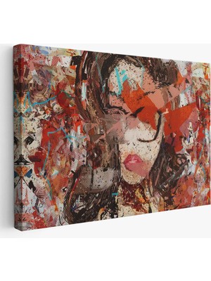 Trezon Çağdaş Sanat Kadın Portresi Yağlıboya Görünüm Dekoratif Kanvas Duvar TABLOSU-3534