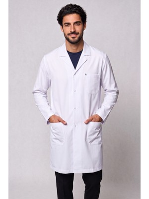 Deniz İş Erkek Gömlek Yaka Uzun Boy Beyaz Uzun Kol Alpaka Doktor ve Öğretmen Önlüğü