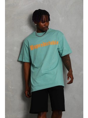 Tarz Yeri Erkek Baskılı T-Shirt Kısa Kol Bisiklet Yaka Regular Fit Tişört - Mint Yeşili