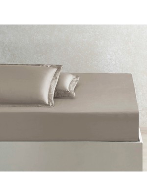 Linens x Tencel™ Lyocell Çift Kişilik Lastikli Çarşaf Vizon