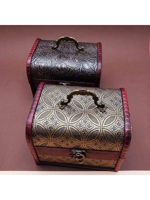 Uravas Store Mey Ithalat® 3'lü Ahşap Deri sandık Kutusu