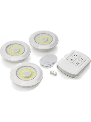 Uravas Store Kablosuz Uzaktan Kumandalı 3lü LED Lamba Seti