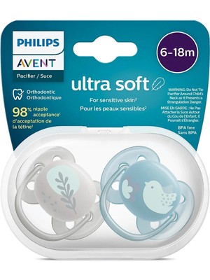 TeknoKapsül Philips Avent Ultra Soft Emzik 6-18 Ay, 2'li Erkek, SCF091/15