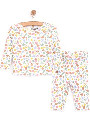 TeknoKapsül Ebebek Hello Baby Hellobaby Kız Çiçek Desenli Uzun Kol Pijama Takımı