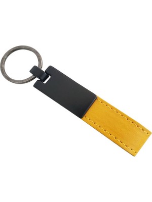 Renas Store Sarı Deri Metal Anahtarlık