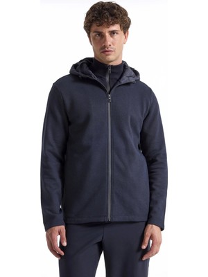 Fabrika Kapüşon Yaka Düz Lacivert Erkek Sweatshırt F5WM-SWT 2249
