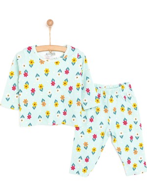 TeknoKapsül Ebebek Hello Baby Hellobaby Kaşkorse Çiçek Desenli Uzun Kol Pijama Takımı