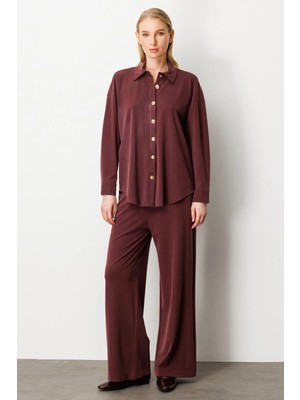 ON Kadın Beli Lastikli Bol Paça Pantol 66307 Bordo