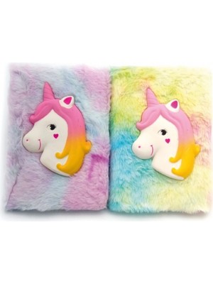 Renas Store Kabartmalı Unicorn Tasarımlı Peluş Hatıra Defteri