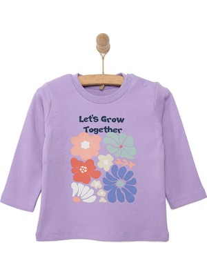 TeknoKapsül Ebebek Hello Baby Hellobaby Basic Çiçek Desenli Interlok Uzun Kol Tshirt Kız Bebek