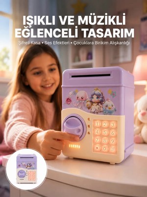 TKÇ Mor Otomatik Para Girişli Elektronik Şifreli Kumbara