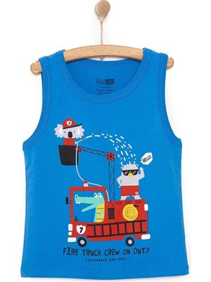 TeknoKapsül Ebebek Hello Baby Hellobaby Basic Erkek Hayvan Itfaiye Baskılı Atlet Tshirt Erkek Bebek