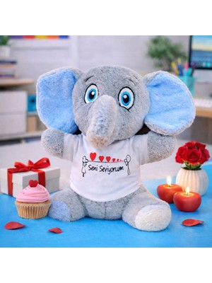 Renas Store Seni Seviyorum Tişörtlü Peluş Fil