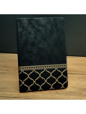 Renas Store Gold Işlemeli Siyah Deri Defter