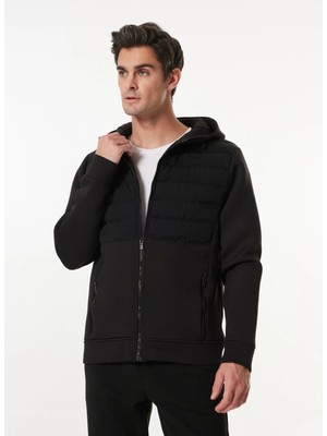 Fabrika Kapüşon Yaka Kapitone Siyah Erkek Sweatmont F4WM-SWT 2757