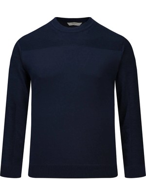 Hatemoğlu Lacivert Regular Fit Bisiklet Yaka Rayon Kazak