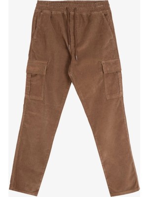 Discovery Expedition D4WM-PNT3344 Açık Kahve Lastikli Paça Jogger Nakışlı Erkek Kargo Pantolon