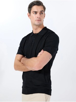 Fabrika Siyah Erkek Slim Fit Rayon Karışımlı Kazak F4SM-KZK 0741