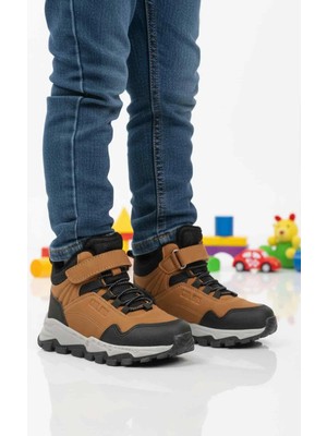 Cool Taba Gri Cırtlı Kaymaz Unisex Cırtlı Çocuk Bot Doruk P