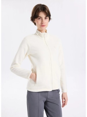 Discovery Expedition D5WL-SWT3303 Beyaz Dik Yaka Basic Düz Kadın Polar Sweatshırt