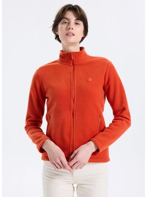 Discovery Expedition D5WL-SWT3303 Kiremit Dik Yaka Basic Düz Kadın Polar Sweatshırt