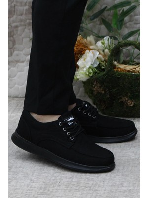Fort Dks 023 Siyah Hafif Rahat Keten Sneaker Erkek Ayakkabı
