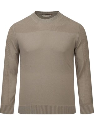 Hatemoğlu Bej Regular Fit Bisiklet Yaka Rayon Kazak