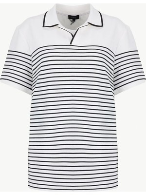 Fabrika Beyaz Erkek Slim Fit Çizgili Polo T-Shirt Porter N