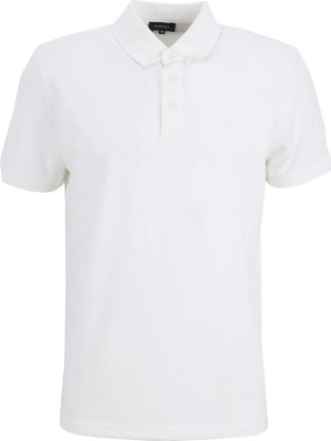 Fabrika Jakarlı Beyaz Erkek Polo T-Shirt F6SM-TST 0939 Nb