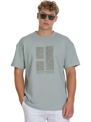 Hatemoğlu Gri Regular Fit Bisiklet Yaka Oversize Tişört