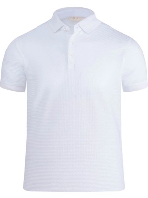 Hatemoğlu Beyaz Regular Fit 100% Pamuk Polo Yaka  Merserize Tişört